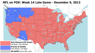 Illustration for article titled Which TV Market Is Getting Screwed This Sunday? An Analysis Of Week 14 NFL Viewing Maps